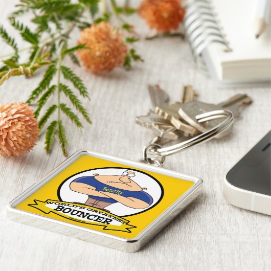 WORLDS GREATEST BOUNCER MANNEN CARTOON SLEUTELHANGER (Zijkant)