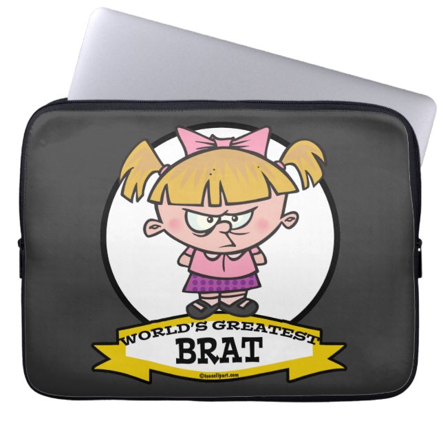 WORLDS GREATEST BRAT CARTOON LAPTOP SLEEVE (Voorkant)