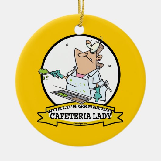 WORLDS GREATEST CAFETERIA LADY CARTOON KERAMISCH ORNAMENT (Voorkant)
