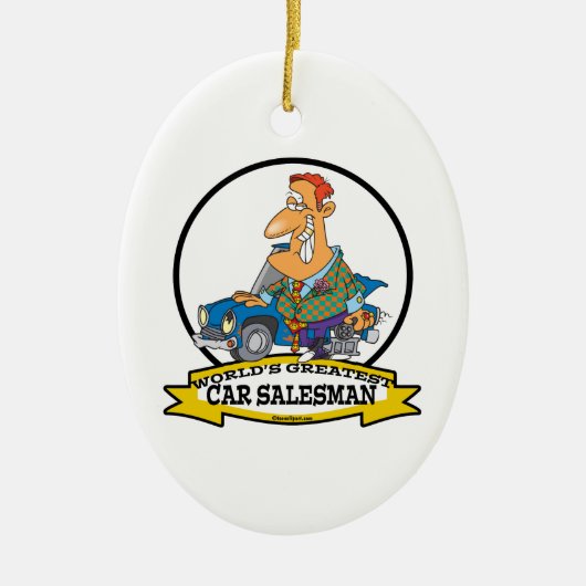 WORLDS GREATEST CAR SALESMAN II-CARTOON KERAMISCH ORNAMENT (Voorkant)