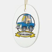 WORLDS GREATEST CAR SALESMAN MANNEN CARTOON KERAMISCH ORNAMENT (Links)