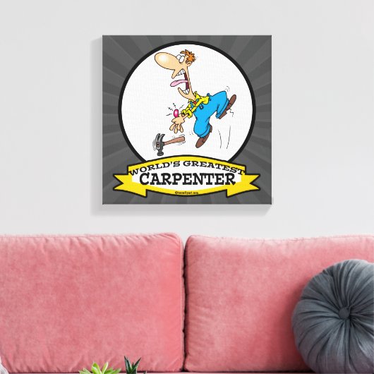 WORLDS GREATEST CARPENTER II MANNEN CARTOON CANVAS AFDRUK (Insitu (Woonkamer))