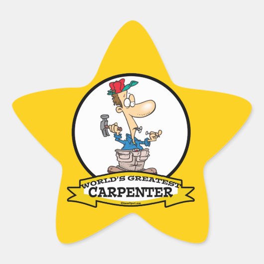 WORLDS GREATEST CARPENTER MANNEN CARTOON STER STICKER (Voorkant)