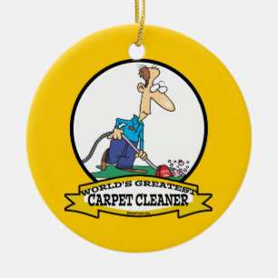 WORLDS GREATEST CARPET CLEANER MANNEN CARTOON KERAMISCH ORNAMENT