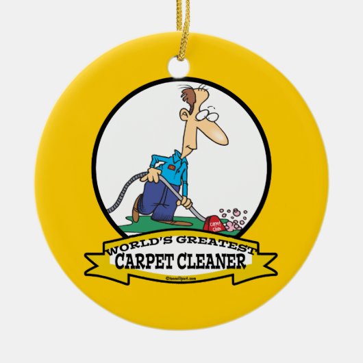 WORLDS GREATEST CARPET CLEANER MANNEN CARTOON KERAMISCH ORNAMENT (Voorkant)