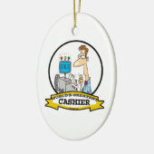 WORLDS GREATEST CASHIER MANNEN CARTOON KERAMISCH ORNAMENT (Links)