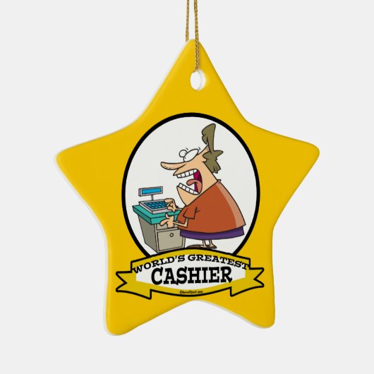 WORLDS GREATEST CASHIER VROUWEN CARTOON KERAMISCH ORNAMENT (Rechts)