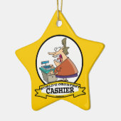 WORLDS GREATEST CASHIER VROUWEN CARTOON KERAMISCH ORNAMENT (Links)
