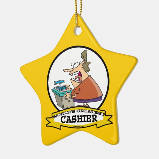 WORLDS GREATEST CASHIER VROUWEN CARTOON KERAMISCH ORNAMENT (Links)