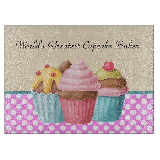 World's Greatest cupcake bakker bericht toevoegen Snijplank (Voorkant)