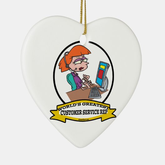 WORLDS GREATEST CUSTOMER SERVICE REP CARTOON KERAMISCH ORNAMENT (Rechts)