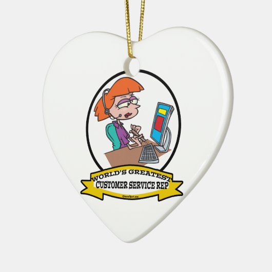 WORLDS GREATEST CUSTOMER SERVICE REP CARTOON KERAMISCH ORNAMENT (Links)