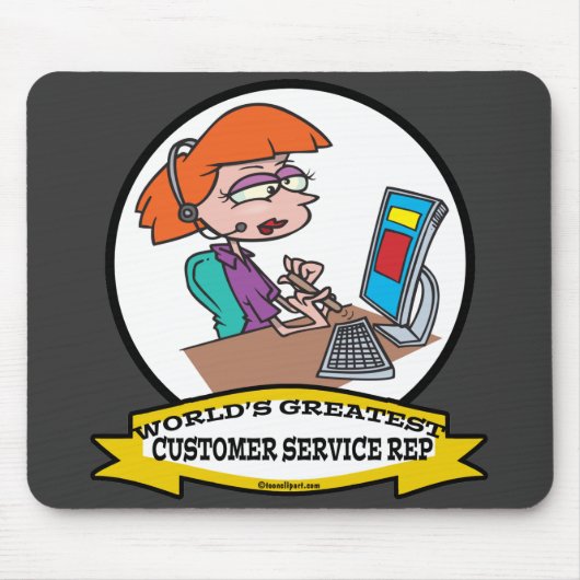 WORLDS GREATEST CUSTOMER SERVICE REP CARTOON MUISMAT (Voorkant)