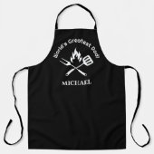 Worlds Greatest Dad, Gepersonaliseerde Grill Zwart Schort (Voorkant)