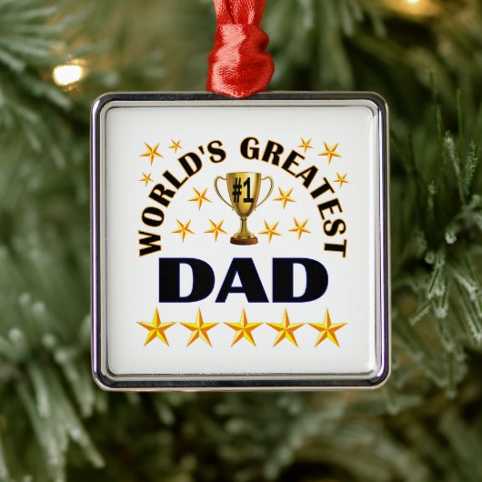 World's Greatest Dad, gold stars, Metalen Ornament (Boom)