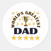 World's Greatest Dad, gold stars, Ronde Sticker (Voorkant)