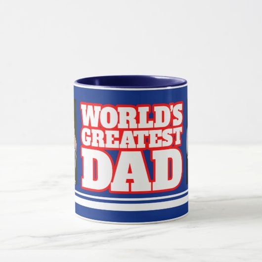 World's Greatest Dad voeg 2 foto's blauw mok toe (Midden)