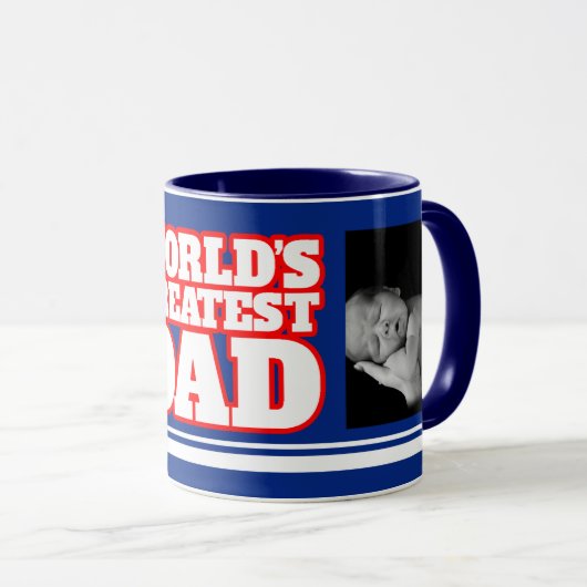World's Greatest Dad voeg 2 foto's blauw mok toe (Voorkant rechts)