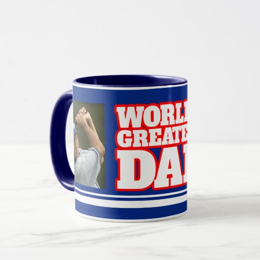 World's Greatest Dad voeg 2 foto's blauw mok toe (Voorkant links)
