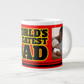 World's Greatest Dad voeg 2 foto's toe rood zwart  Grote Koffiekop (Voorkant rechts)