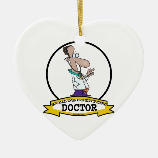 WORLDS GREATEST DOCTOR MANNEN CARTOON KERAMISCH ORNAMENT (Voorkant)