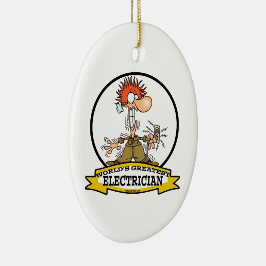 WORLDS GREATEST ELEKTRICIAN MAN CARTOON KERAMISCH ORNAMENT (Rechts)