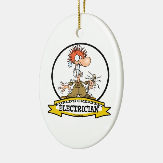 WORLDS GREATEST ELEKTRICIAN MAN CARTOON KERAMISCH ORNAMENT (Links)
