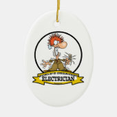 WORLDS GREATEST ELEKTRICIAN MAN CARTOON KERAMISCH ORNAMENT (Voorkant)