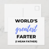 World's Greatest Farter I Mean Father bl Feestdagenkaart (Voorkant / Achterkant)
