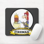 WORLDS GREATEST FIREMAN MANNEN CARTOON MUISMAT (Met muis)