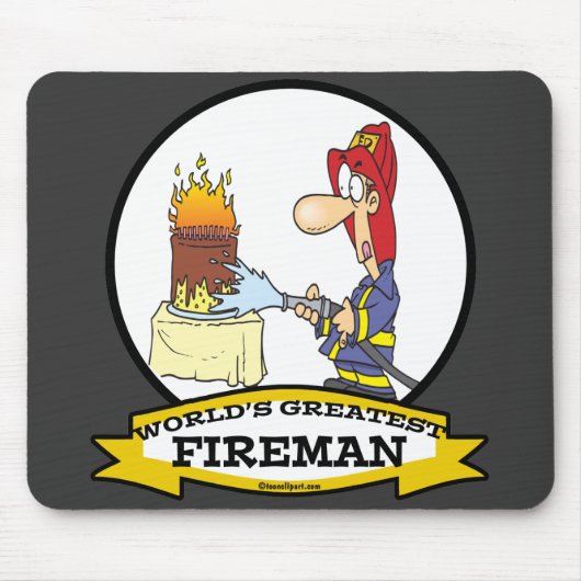 WORLDS GREATEST FIREMAN MANNEN CARTOON MUISMAT (Voorkant)