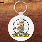 WORLDS GREATEST FLY SWATTER MANNEN CARTOON SLEUTELHANGER (Voorkant)