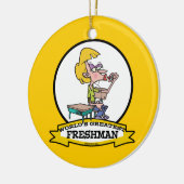 WORLDS GREATEST FRESHMAN GIRL CARTOON KERAMISCH ORNAMENT (Links)
