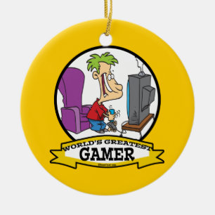 WORLDS GREATEST GAMER II CARTOON KERAMISCH ORNAMENT