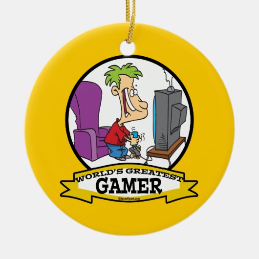 WORLDS GREATEST GAMER II CARTOON KERAMISCH ORNAMENT (Voorkant)
