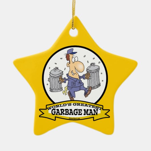 WORLDS GREATEST GARBAGE MAN CARTOON KERAMISCH ORNAMENT (Voorkant)