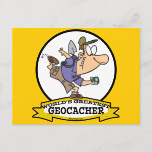 WORLDS GREATEST GEOCACHER MANNEN CARTOON BRIEFKAART