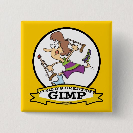 WORLDS GREATEST GIMP VROUWEN CARTOON VIERKANTE BUTTON 5,1 CM (Voorkant)