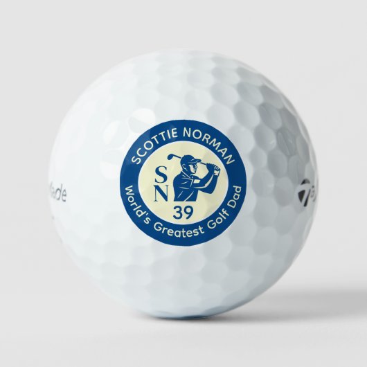 'World's Greatest Golf Dad' donkerblauwe logo Golfballen (Voorkant)