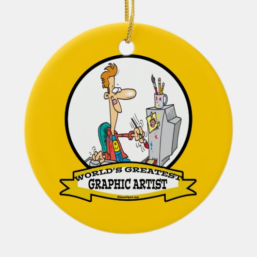 WORLDS GREATEST GRAPHIC ARTIST MALE CARTOON KERAMISCH ORNAMENT (Voorkant)