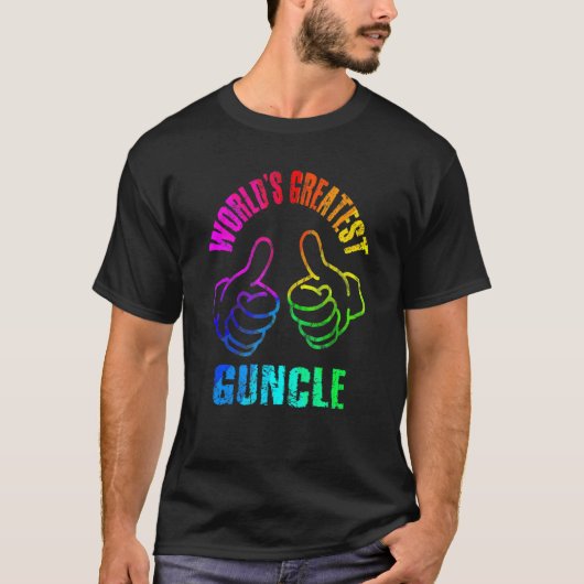 World's Greatest Guncle Rainbow Colors DISTRESSED T-shirt (Voorkant)