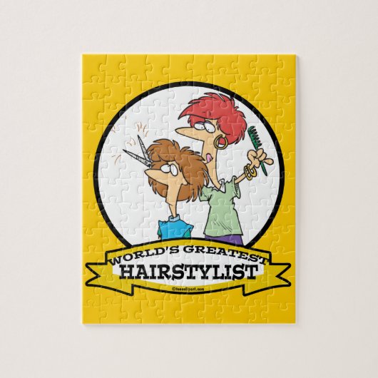 WORLDS GREATEST HAARSTYLIST VROUWEN CARTOON LEGPUZZEL (Verticaal)