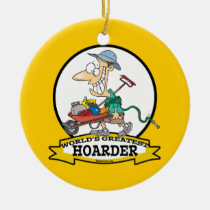 WORLDS GREATEST HOARDER MANNEN CARTOON KERAMISCH ORNAMENT