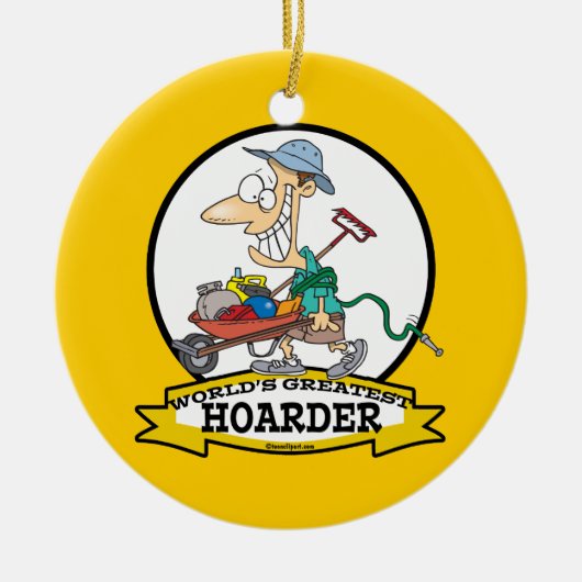 WORLDS GREATEST HOARDER MANNEN CARTOON KERAMISCH ORNAMENT (Voorkant)