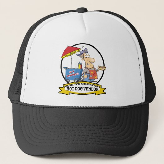 WORLDS GREATEST HOT DOG VENDOR MANNEN CARTOON TRUCKER PET (Voorkant)