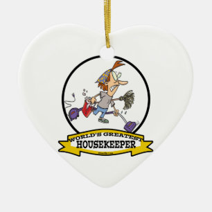 WORLDS GREATEST HOUSEKEEPER VROUWEN CARTOON KERAMISCH ORNAMENT