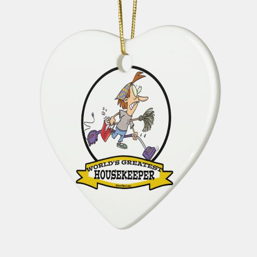 WORLDS GREATEST HOUSEKEEPER VROUWEN CARTOON KERAMISCH ORNAMENT (Links)