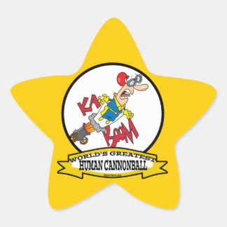 WORLDS GREATEST HUMAN CANNONBALL MANNEN CARTOON STER STICKER
