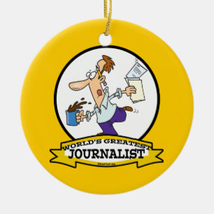 WORLDS GREATEST JOURNALIST II MAN CARTOON KERAMISCH ORNAMENT