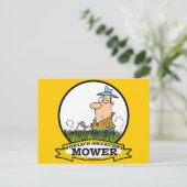 WORLDS GREATEST LAWN MOWER MANNEN CARTOON BRIEFKAART (Staand voorkant)